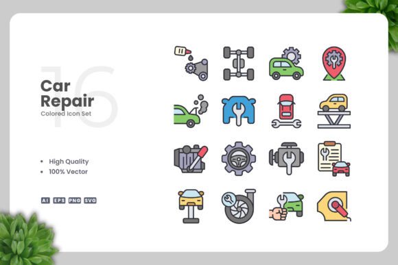 Car Repair Color Icons: Essential Graphics for Modern Blog Design