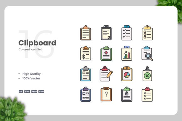 Clipboard Color Icons Graphics Review