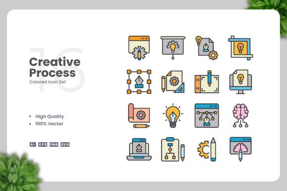 Creative Process Color Icons Graphics Review