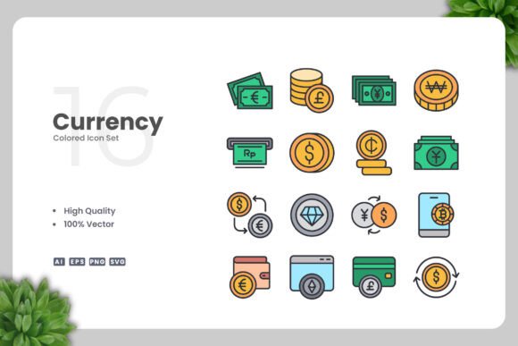 Currency Color Icons Graphics Review
