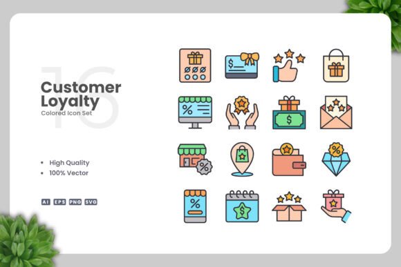 Customer Loyalty Color Icons Graphics Review