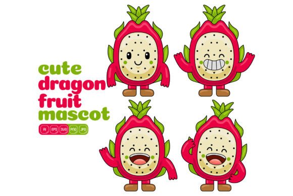 Cute Dragon Fruit Mascot Vector Pack 01 Graphics and Illustrations
