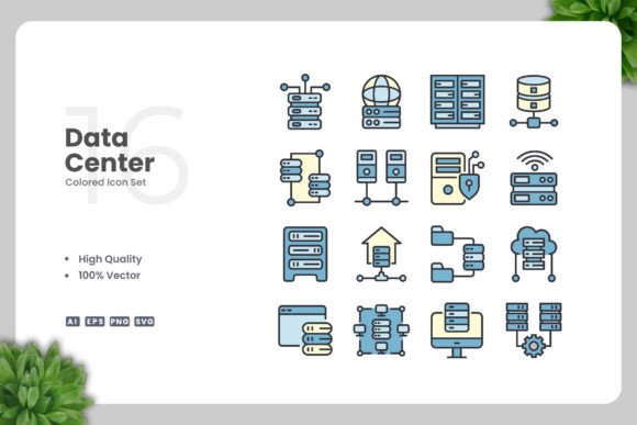 Data Center Color Icons: Graphics and Icons for Digital Sellers