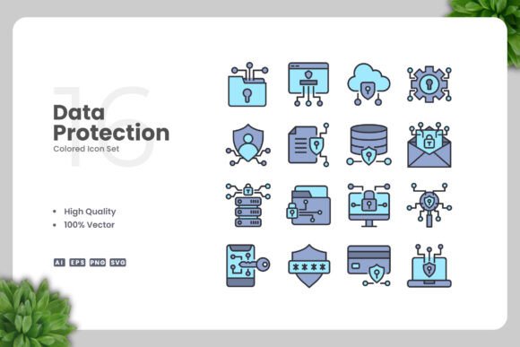 Data Protection Color Icons for Graphics and Icons