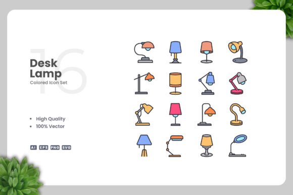 Desk Lamp Colored Icons Graphics Review