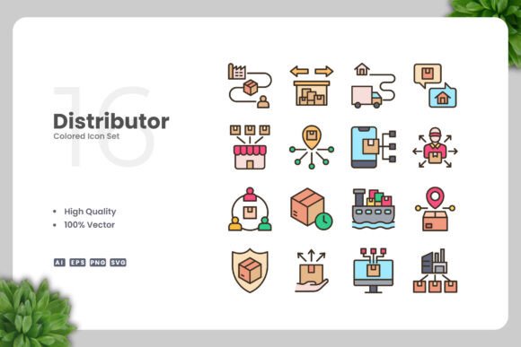Distributor Colored Icons Graphics Review