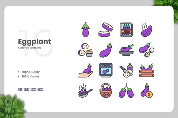 Eggplant Colored Icons for Modern Graphics