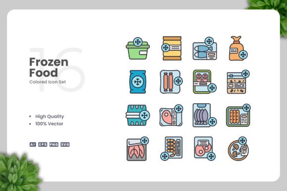 Frozen Food Colored Icons Graphics and Icons
