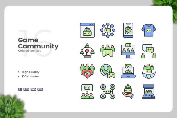 Game Community Colored Icons Graphics Review