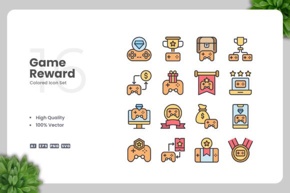 Game Reward Colored Icons Graphics and Icons Review