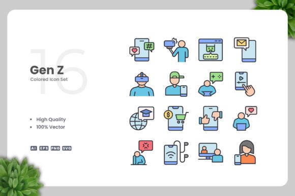 Gen Z Colored Icons Graphics Review