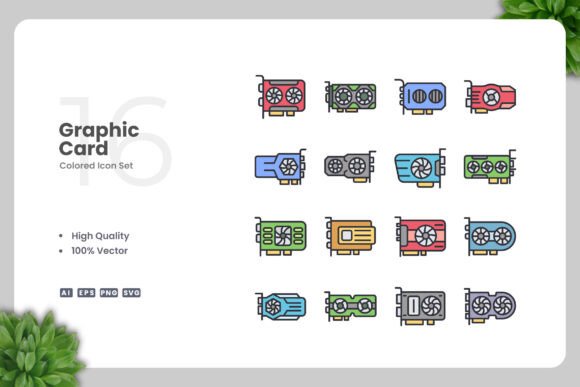 Graphic Card Colored Icons for Modern Branding