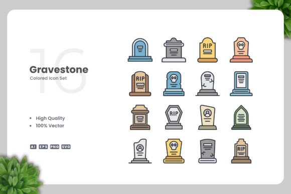 Gravestone Colored Icons: Graphics and Icons for Editorial Design