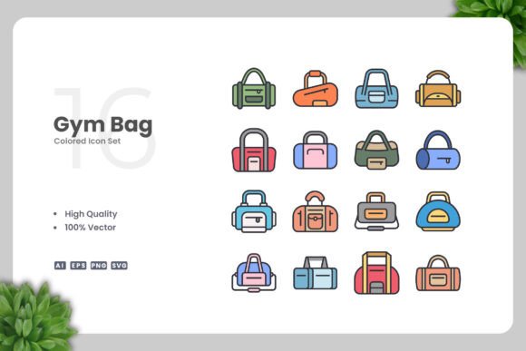 Gym Bag Colored Icons Graphics Review