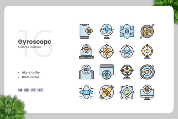 Gyroscope Colored Icons Graphics Review