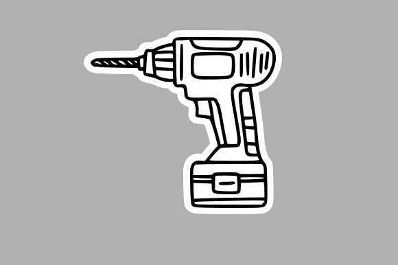 Hand-Drawn Power Drill Graphics and Illustrations