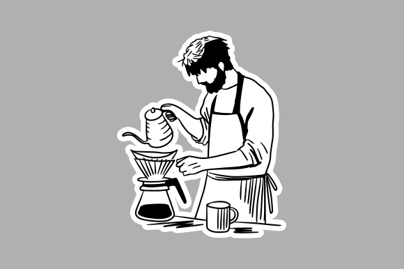 Handcrafted Barista with Pour Over Graphics and Illustrations