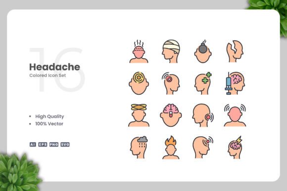 Headache Colored Icons Graphics Review