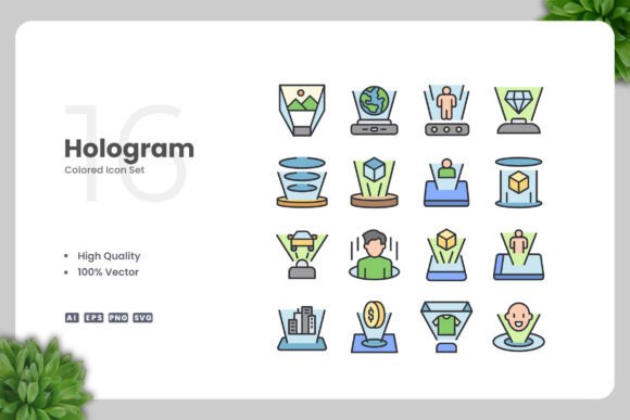 Hologram Colored Icons Graphics Review