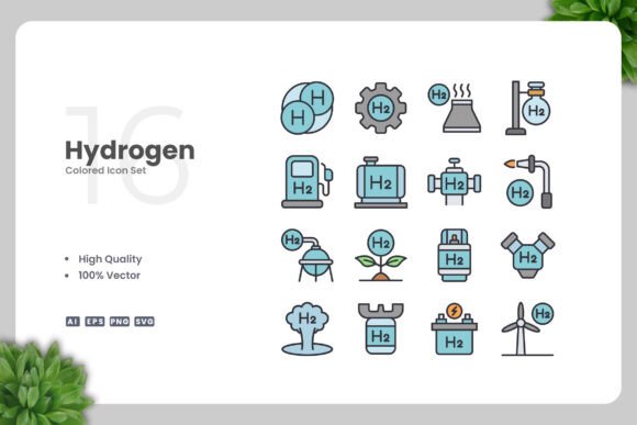 Hydrogen Colored Icons Graphics and Icons Review