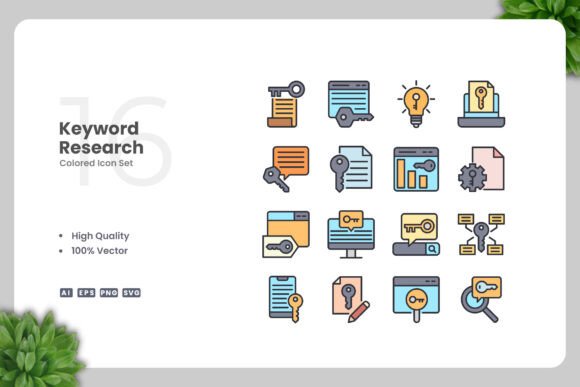 Keyword Research Colored Icons: Essential Graphics for Modern Blog Design