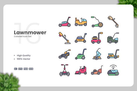 Lawnmower Colored Icon Review