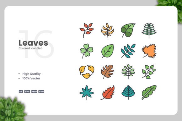 Leaves Colored Icon: A Practical Review for Graphics and Icons Sellers