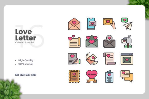 Love Letter Colored Icons Graphics Review