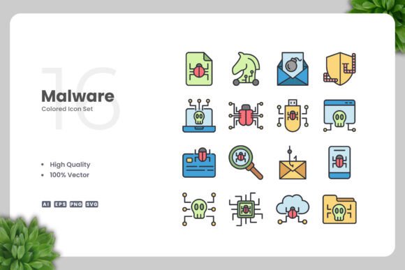 Malware Colored Icons Graphics Review