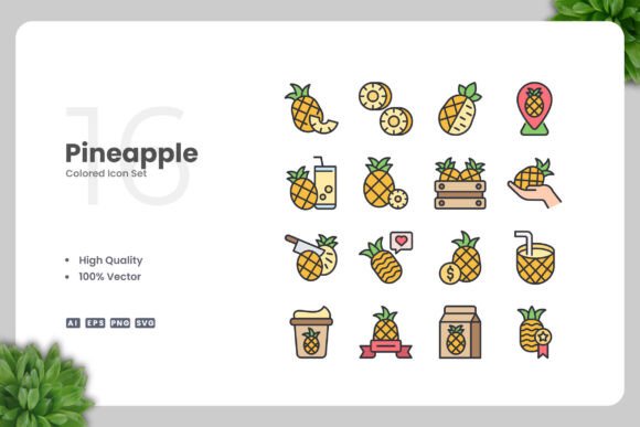 Pineapple Colored Icons: Fresh Graphics for Bold Branding
