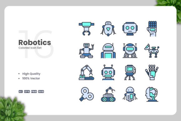 Robotics Color Icons: Essential Graphics for Modern Blog Design