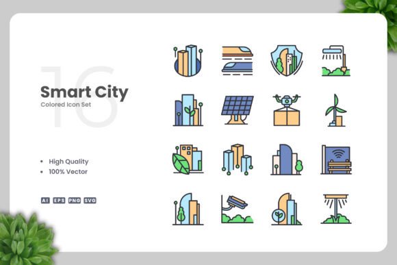 Smart City Color Icons Graphics and Icons Review
